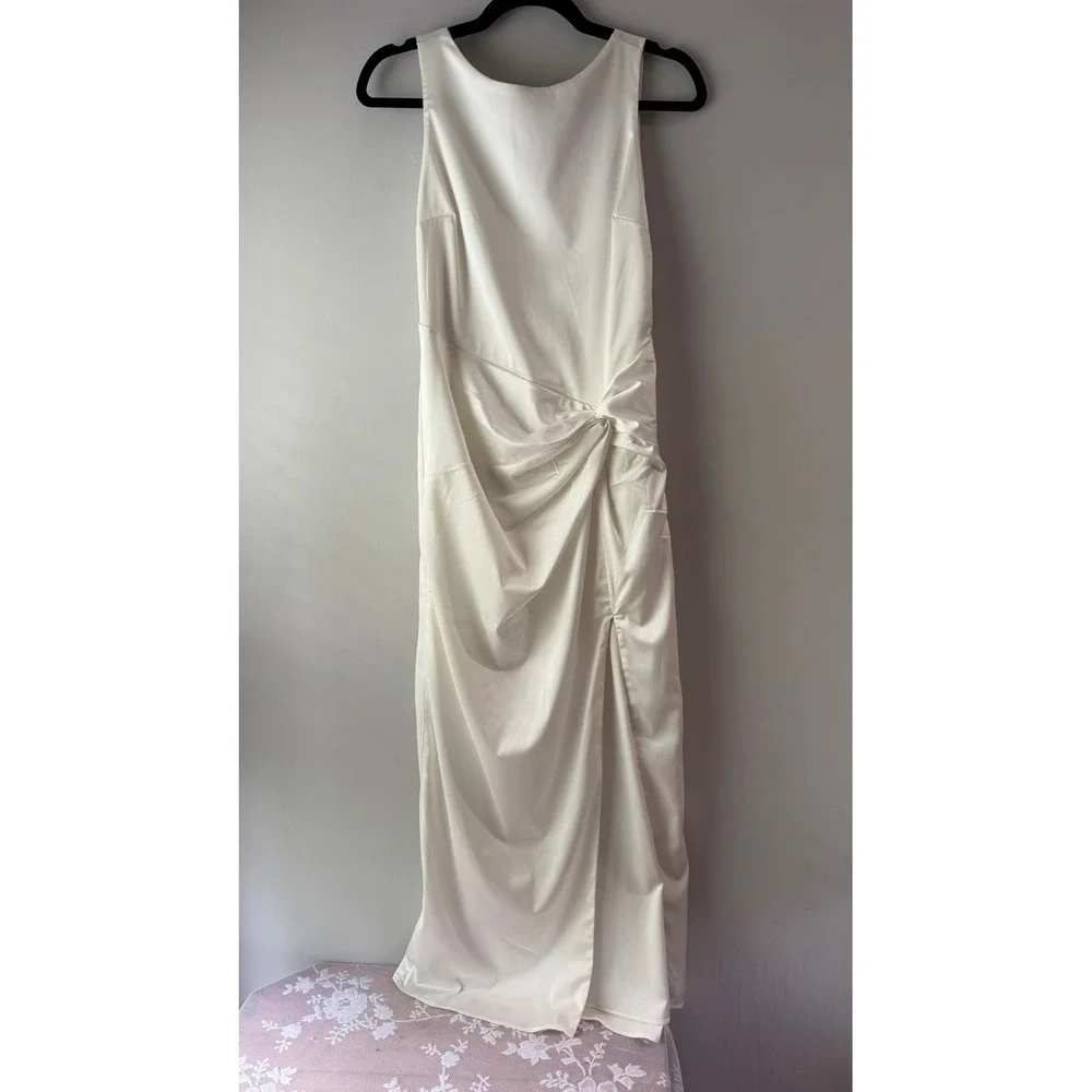 Abercrombie & Fitch Maxi Dress Womens MP Cream Excellent Twist Front Open Back